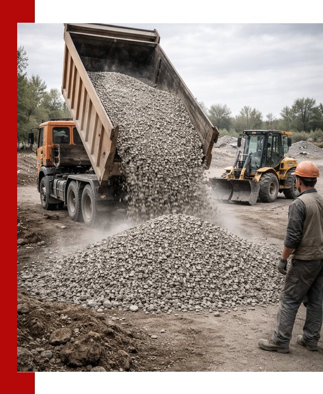 Доставка щебня в Лесозаводске крупными и мелкими фракциями