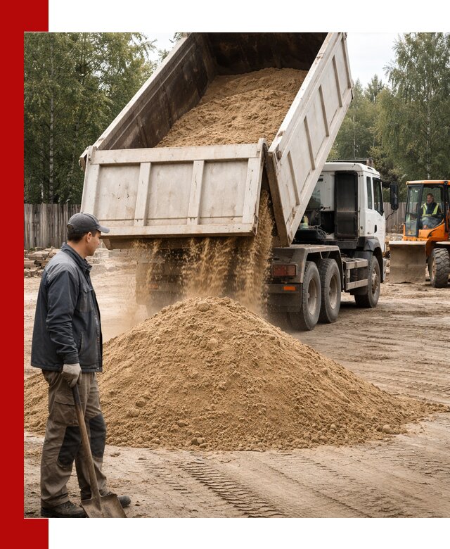 Доставка и продажа песка с разгрузкой в Лесозаводске