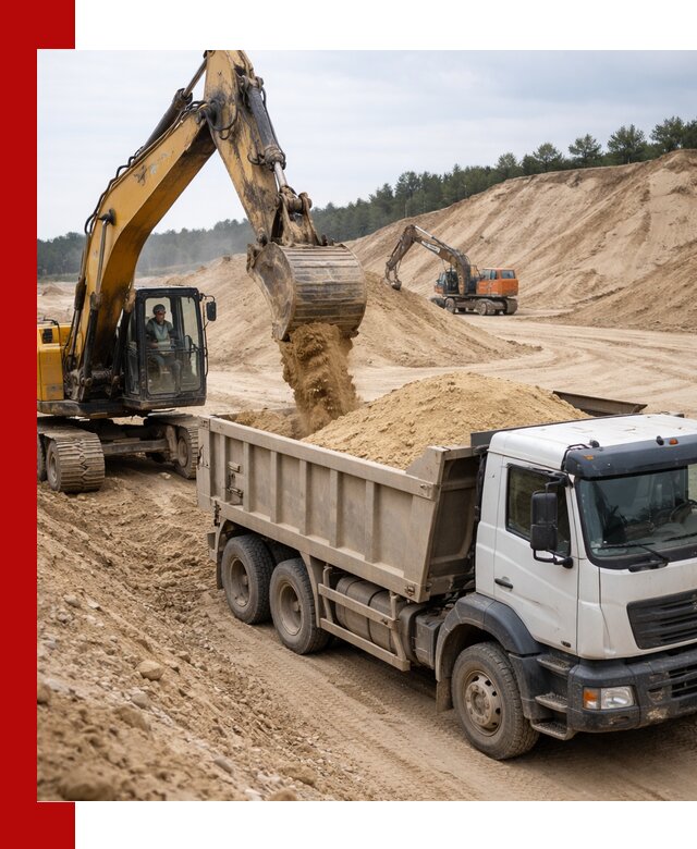 Доставка карьерного песка с самосвалами и разгрузкой в Лесозаводске