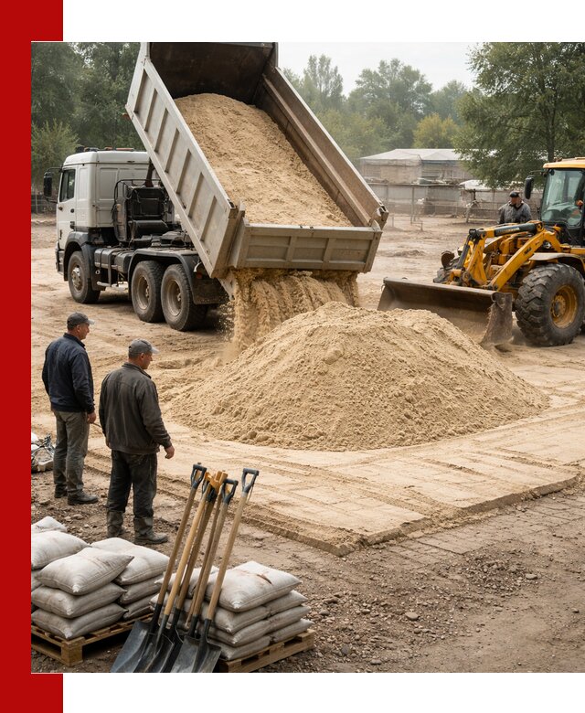 Доставка мытого песка в Лесозаводске с самосвалами по выгодной цене