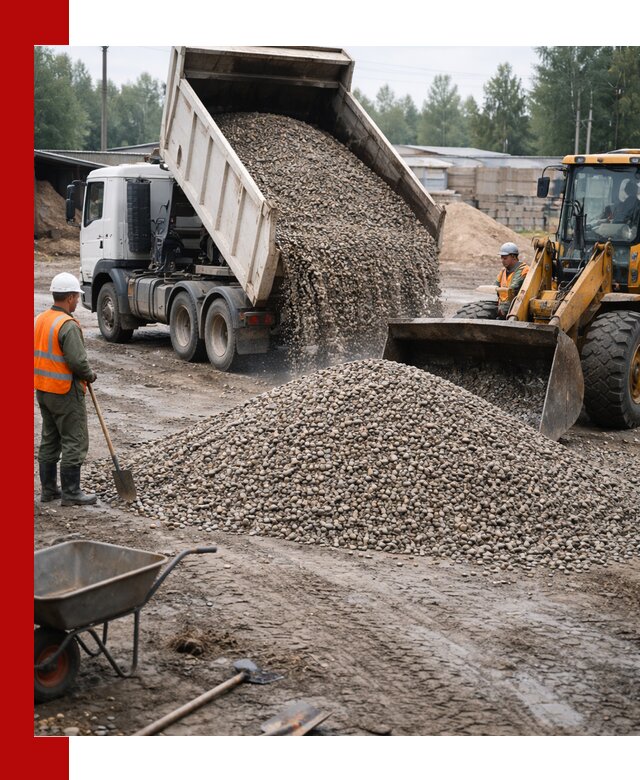 Мытый гравий с доставкой в Лесозаводске от карьера до участка