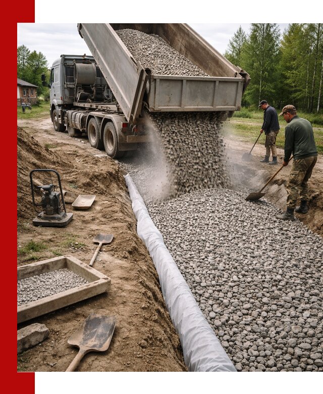 Гравий для дренажа с доставкой в Лесозаводске качественный и недорогой