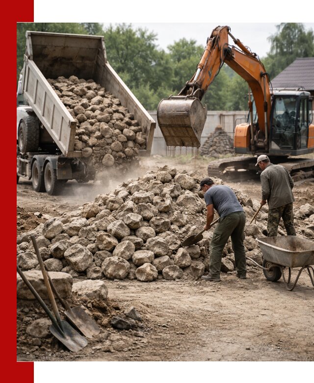 Доставка и разгрузка бутового камня в Лесозаводске