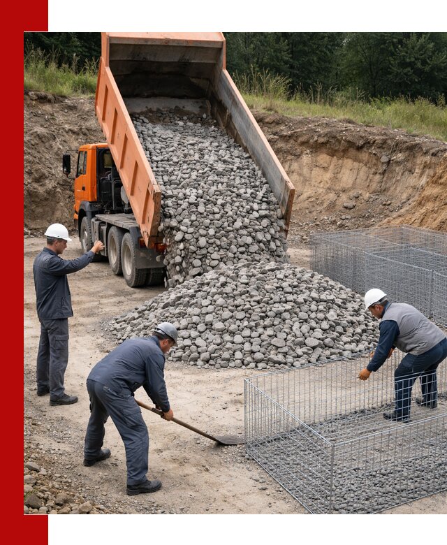 Камень для габионов с доставкой в Лесозаводске быстро и надёжно