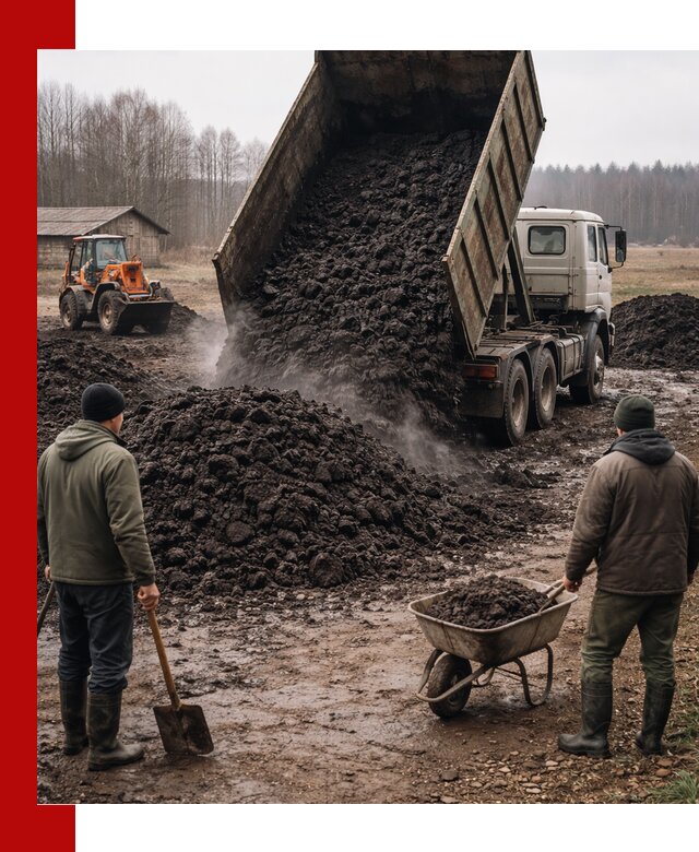 Доставка низинного торфа с разгрузкой и доставкой в Лесозаводске