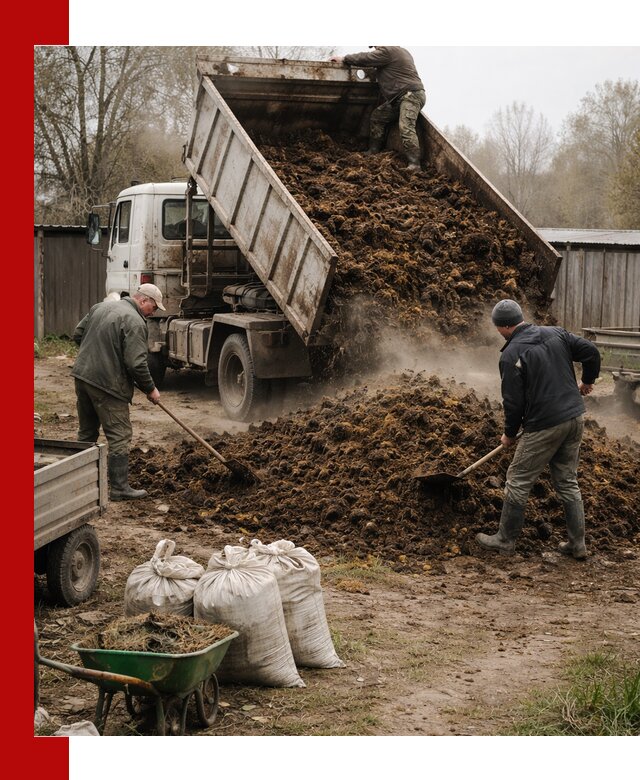 Доставка коровьего навоза самосвалом в Лесозаводске