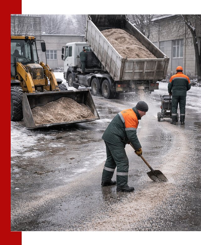 Реагент против гололеда с доставкой и нанесением в Лесозаводске