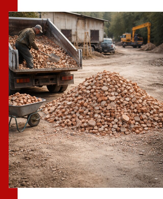 Доставка и подушка из боя кирпича с разгрузкой в Лесозаводске