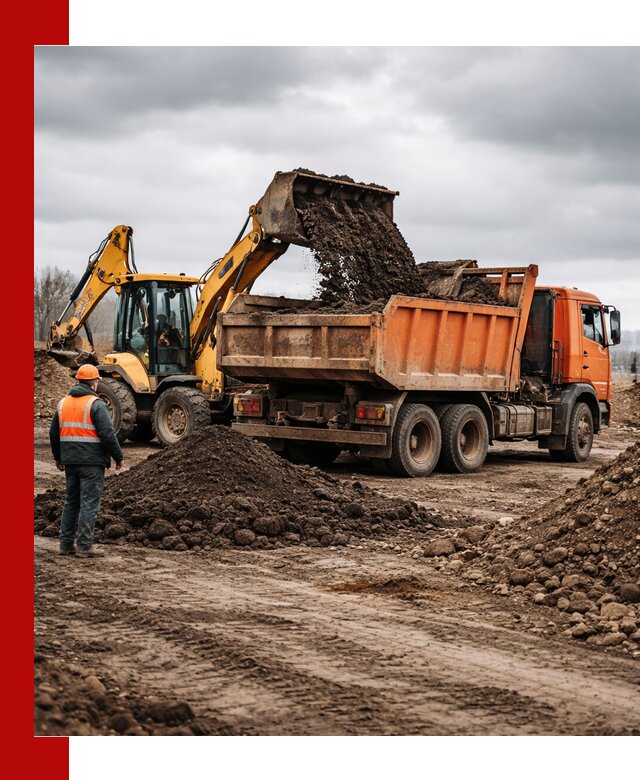 Вывоз грунта и строительного мусора в Лесозаводске грузовыми самосвалами